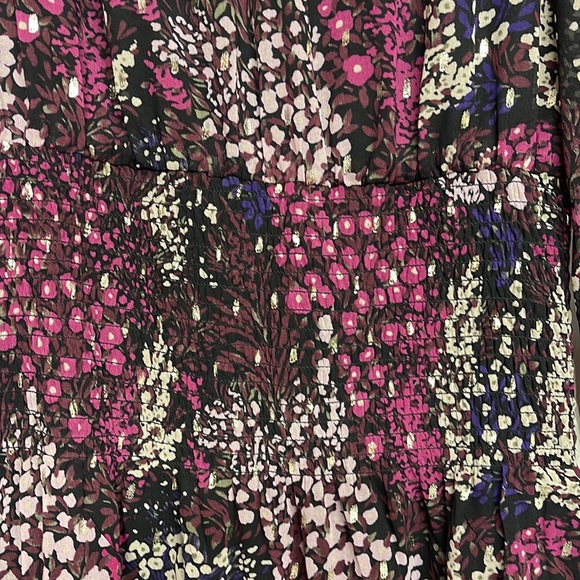 WHBM plum purple blouson dress NWT XS gathered waist ruffles - Picture 4 of 6